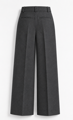 Pair of gray wide-leg pants on a white background
