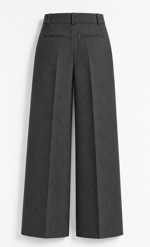 Pair of gray wide-leg pants on a white background
